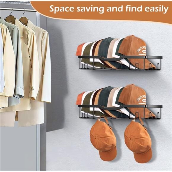 Metal Hat Racks for Baseball Caps Wall Hat Organizer Fit 20 Caps Holder - Picture 6 of 7